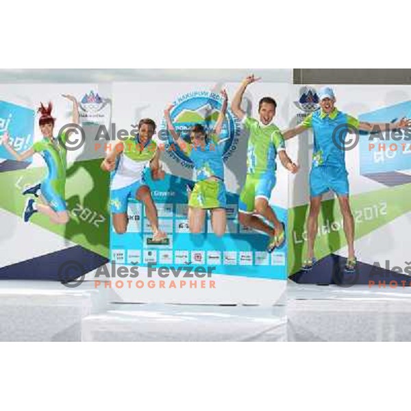 Presentation of Slovenia Olympic team clothing collection for London 2012 Summer Olympic Games at Petrol station in Ljubljana, Slovenia on June 22, 2012 
