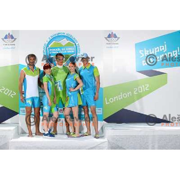 Presentation of Slovenia Olympic team clothing collection for London 2012 Summer Olympic Games at Petrol station in Ljubljana, Slovenia on June 22, 2012 