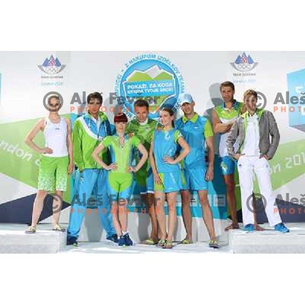 Presentation of Slovenia Olympic team clothing collection for London 2012 Summer Olympic Games at Petrol station in Ljubljana, Slovenia on June 22, 2012 