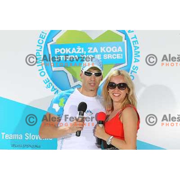 Presentation of Slovenia Olympic team clothing collection for London 2012 Summer Olympic Games at Petrol station in Ljubljana, Slovenia on June 22, 2012 