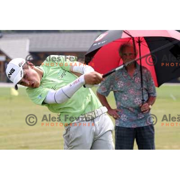 young amateur Zan Luka Stirn playing sudden death to decide winner at Diners golf & country club championship in Smlednik, Slovenia on June 26, 2012 