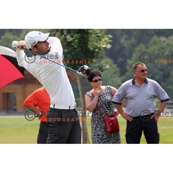 Pro Ales Gregoric playing sudden death to decide winner at Diners golf & country club championship in Smlednik, Slovenia on June 26, 2012 