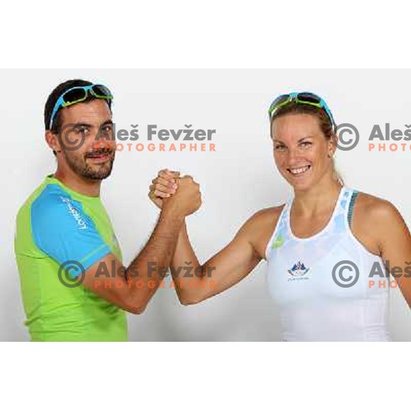 Coach Francesco Cesare Fissore and Mateja Simic at official presentation of Slovenia Olympic team for London 2012 Summer Olympic games at Ljubljana Castle, Slovenia on July 7, 2012 