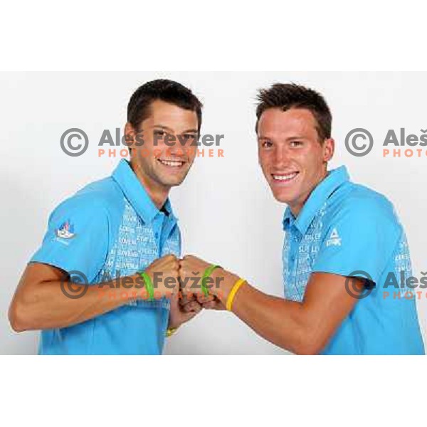 Saso Taljat and Luka Bozic at official presentation of Slovenia Olympic team for London 2012 Summer Olympic games at Ljubljana Castle, Slovenia on July 7, 2012 