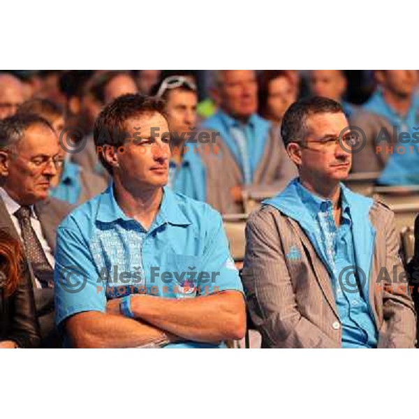 Iztok Cop and Rajmond Debevec at Gala night of Slovenian Olympic Committee and official public presentation of Slovenia Olympic team for London 2012 Summer Olympic Games at Ljubljana castle, Slovenia on July 6, 2012 