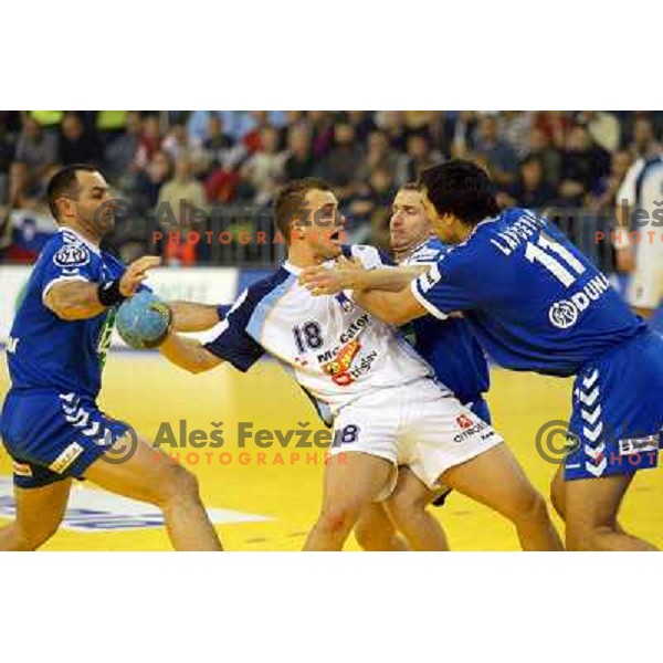 Uros Zorman during handball match between Slovenia and Serbia & Montenegro at European Championship in Tivoli Hall, Ljubljana, Slovenia on January 27, 2004