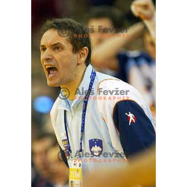 Tone Tiselj during handball match between Slovenia and Serbia & Montenegro at European Championship in Tivoli Hall, Ljubljana, Slovenia on January 27, 2004