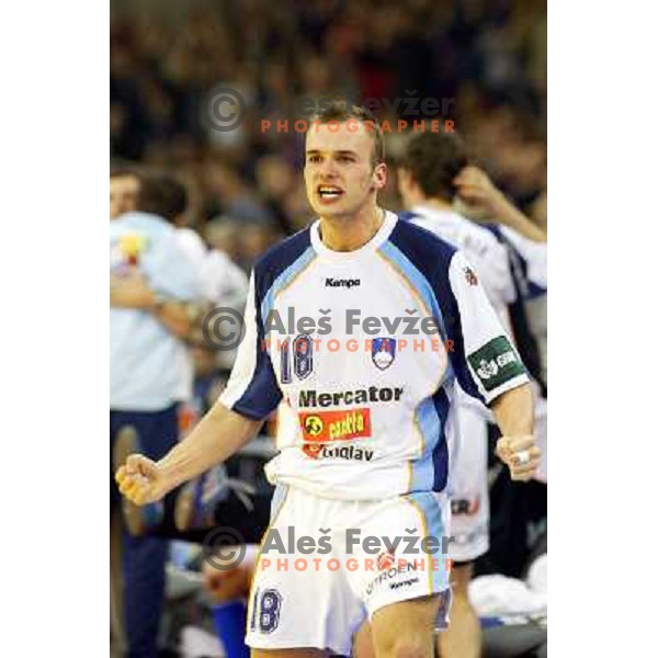 Uros Zorman during handball match between Slovenia and Serbia & Montenegro at European Championship in Tivoli Hall, Ljubljana, Slovenia on January 27, 2004
