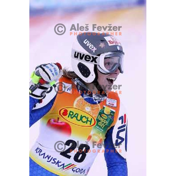 Nicole Gius of Italy in finish area after second run at 43.Golden Fox Trophy- FIS World Cup Giant slalom Women in Kranjska Gora, Slovenia on 06.01.2007 photo by Ales Fevzer