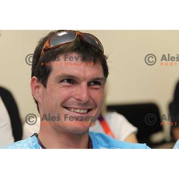 Peter Kauzer of Slovenia kayak&canoe team at press conference of Slovenia Olympic team in Olympic Village during London 2012 Summer Olympic games, Great Britain on July 25, 2012 