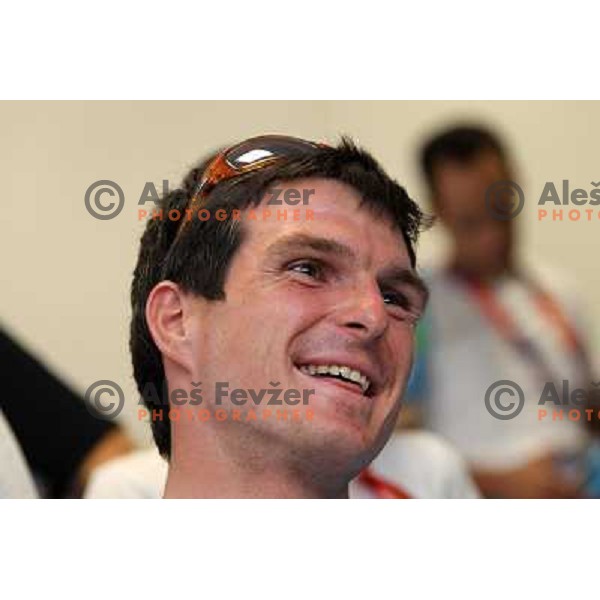 Peter Kauzer of Slovenia kayak&canoe team at press conference of Slovenia Olympic team in Olympic Village during London 2012 Summer Olympic games, Great Britain on July 25, 2012 