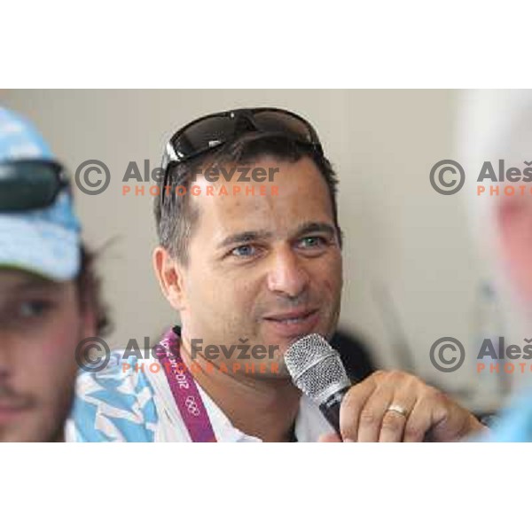 Coach Dejan Testen of Slovenia at press conference of Slovenia Olympic team in Olympic Village during London 2012 Summer Olympic games, Great Britain on July 25, 2012 