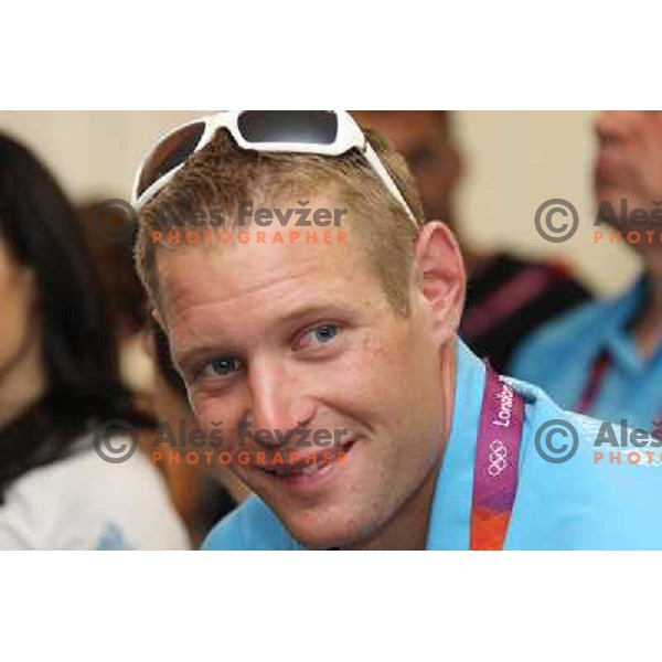 Benjamin Savsek of Slovenia at press conference of Slovenia Olympic team in Olympic Village during London 2012 Summer Olympic games, Great Britain on July 25, 2012 