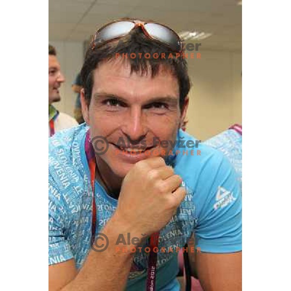 Peter Kauzer of Slovenia kayak&canoe team at press conference of Slovenia Olympic team in Olympic Village during London 2012 Summer Olympic games, Great Britain on July 25, 2012 