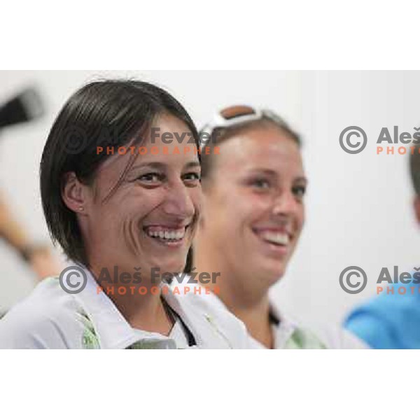 Katarina Srebotnik of Slovenia at press conference of Slovenia Olympic team in Olympic Village during London 2012 Summer Olympic games, Great Britain on July 26, 2012 