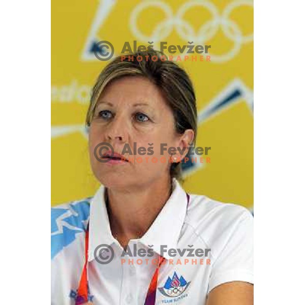 Mima Jausevec of Slovenia at press conference of Slovenia Olympic team in Olympic Village during London 2012 Summer Olympic games, Great Britain on July 26, 2012 