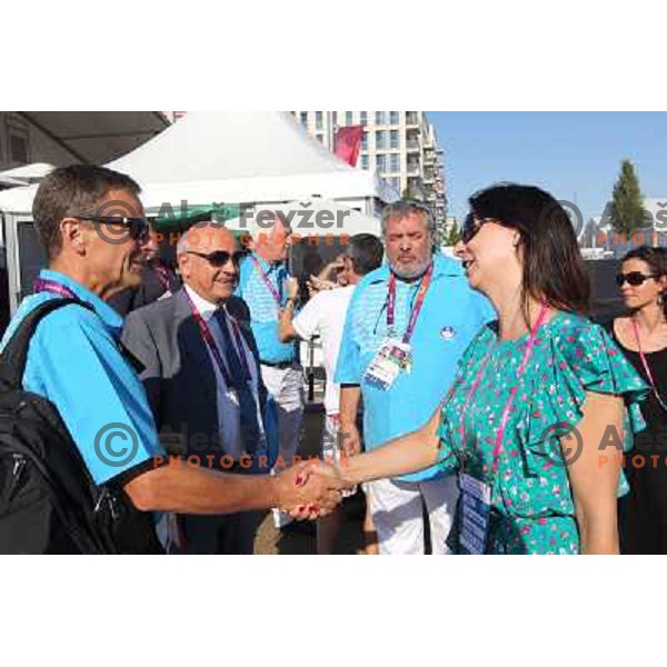Welcome ceremony and Raising of the flag of Slovenia Olympic team in Olympic Village during London 2012 Summer Olympic games, Great Britain on July 26, 2012 