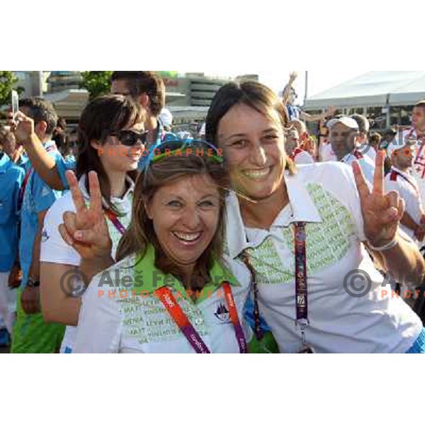 Welcome ceremony and Raising of the flag of Slovenia Olympic team in Olympic Village during London 2012 Summer Olympic games, Great Britain on July 26, 2012 