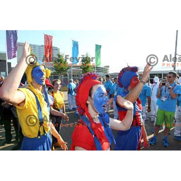 Welcome ceremony and Raising of the flag of Slovenia Olympic team in Olympic Village during London 2012 Summer Olympic games, Great Britain on July 26, 2012 