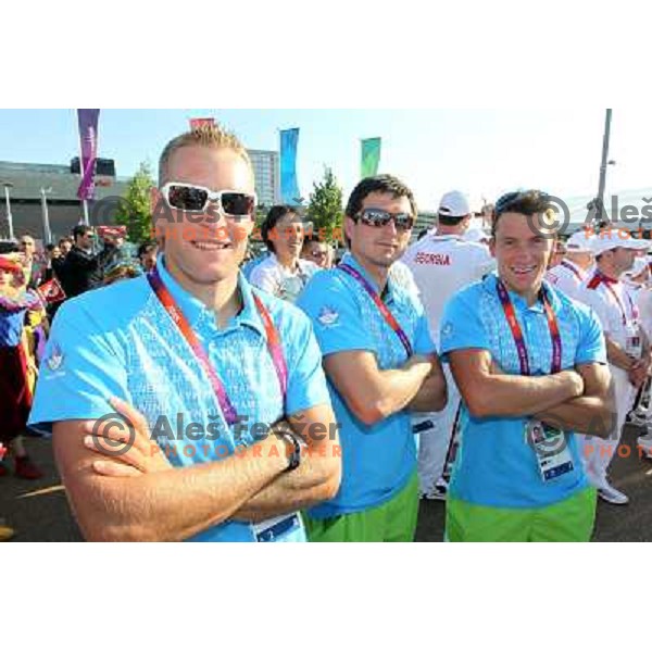 Welcome ceremony and Raising of the flag of Slovenia Olympic team in Olympic Village during London 2012 Summer Olympic games, Great Britain on July 26, 2012 