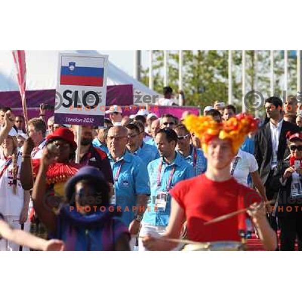 Welcome ceremony and Raising of the flag of Slovenia Olympic team in Olympic Village during London 2012 Summer Olympic games, Great Britain on July 26, 2012 
