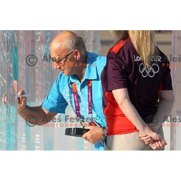 Bogdan Gabrovec at Welcome ceremony and Raising of the flag of Slovenia Olympic team in Olympic Village during London 2012 Summer Olympic games, Great Britain on July 26, 2012 