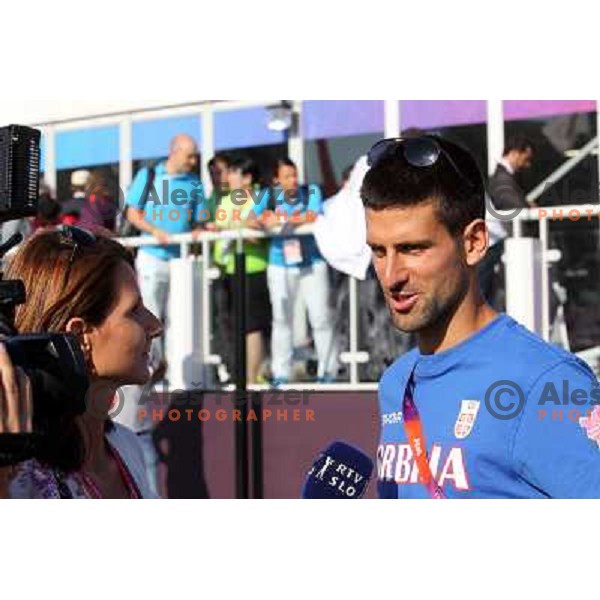 Novak Djokovic of Serbia in Olympic Village during London 2012 Summer Olympic games, Great Britain on July 26, 2012 