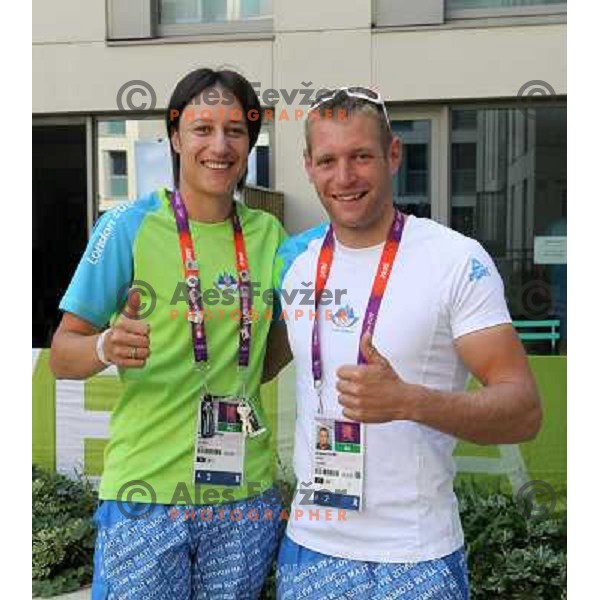 Katarina Srebotnik and Benjamin Savsek of Slovenia in the Olympic Village during London 2012 Summer Olympic games, Great Britain on July 26, 2012 