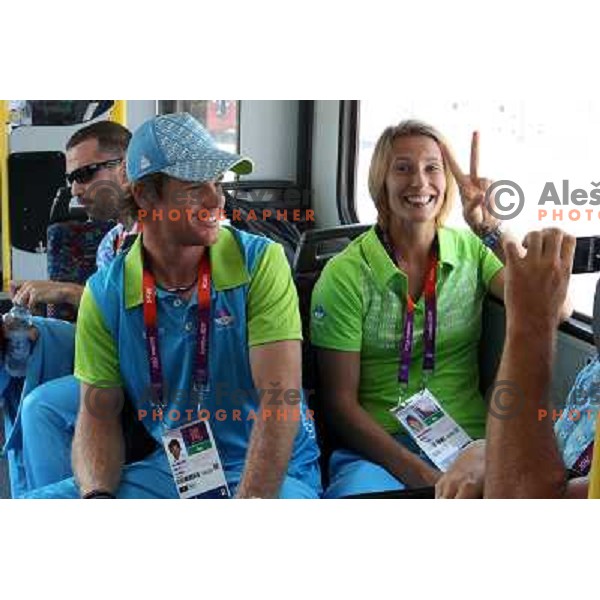 Blaz Kavcic and Polona Hercog of Slovenia in the Olympic Village during London 2012 Summer Olympic games, Great Britain on July 26, 2012 