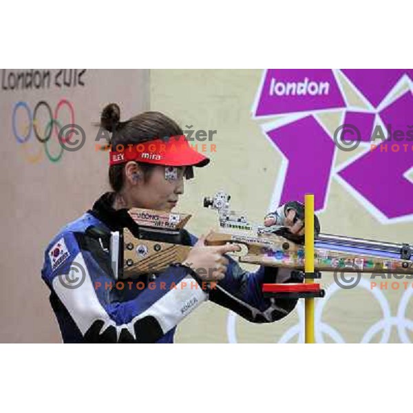 Shooters during practice session in shooting complex of The Royal Artillery Barracks during London 2012 Summer Olympic Games in London, Great Britain on July 26, 2012 