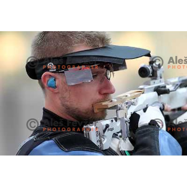 Matt Emmons of USA during practice session in shooting complex of The Royal Artillery Barracks during London 2012 Summer Olympic Games in London, Great Britain on July 26, 2012 