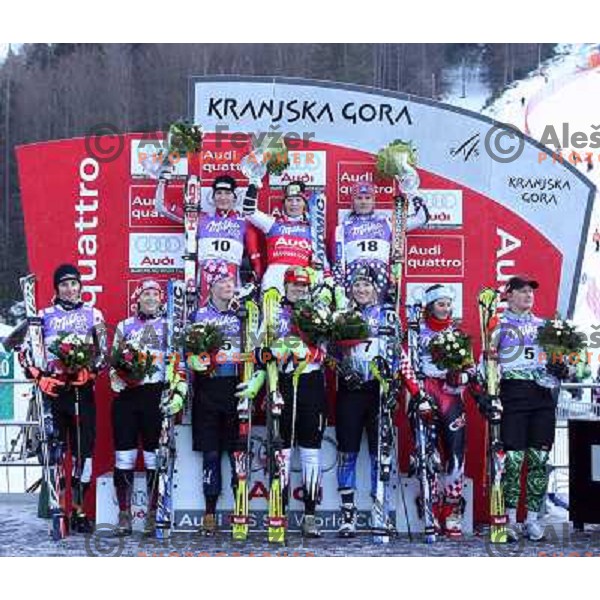 Winners at slalom race at 43.Golden Fox Trophy- FIS World Cup Women race in Kranjska Gora, Slovenia on 07.01.2007 photo by Ales Fevzer