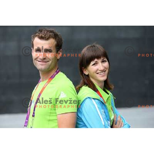 Coach Andrej Hauptamn and Polona Batagelj of Slovenia cycling team during London 2012 Summer Olympic Games, Great Britain on July 27, 2012 