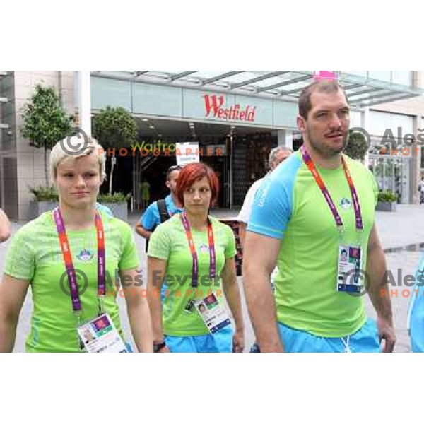 Urska Zolnir, Vesna Djukic,Matjaz Ceraj of Slovenia judo team during London 2012 Summer Olympic Games, Great Britain on July 27, 2012 