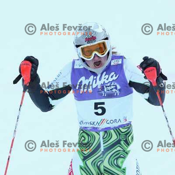 Tanja Poutiainen after second slalom run at 43.Golden Fox Trophy- FIS World Cup Women race in Kranjska Gora, Slovenia on 07.01.2007 photo by Ales Fevzer