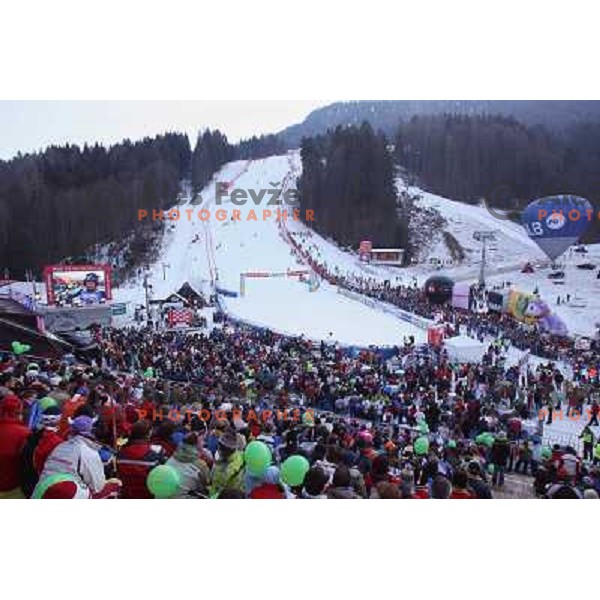 Spectators stands before second slalom run at 43.Golden Fox Trophy- FIS World Cup Women race in Kranjska Gora, Slovenia on 07.01.2007 photo by Ales Fevzer