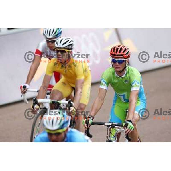 Grega Bole of Slovenia after crossing finish lane during men\'s Cycling road race at London 2012 Summer Olympic Games, Great Britain on July 28, 2012 