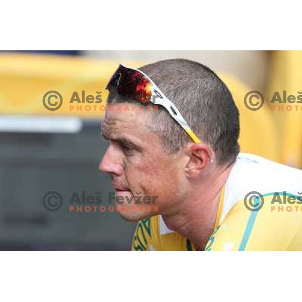 Simon Gerrans (AUS) at the men\'s Cycling road race 249.5 km during London 2012 Summer Olympic Games, Great Britain on July 28, 2012 