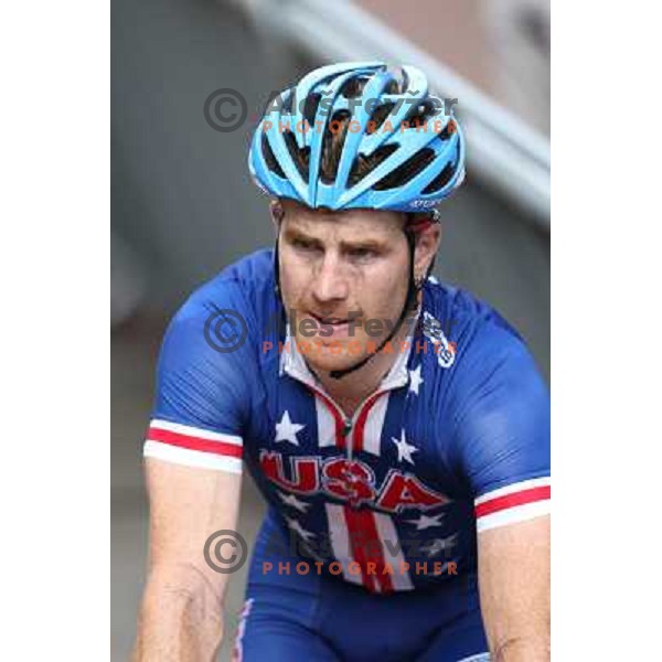 Tyler Ferrar (USA) at the men\'s Cycling road race 249.5 km during London 2012 Summer Olympic Games, Great Britain on July 28, 2012 