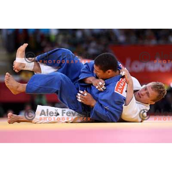 Rok Draksic of Slovenia fights with Ricardo Valderrama in men\'s judo -66 kg tournament at London 2012 Summer Olympic games, Great Britain on July 29, 2012 