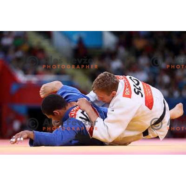 Rok Draksic of Slovenia fights with Ricardo Valderrama in men\'s judo -66 kg tournament at London 2012 Summer Olympic games, Great Britain on July 29, 2012 