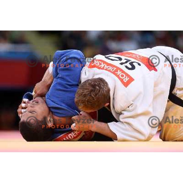 Rok Draksic of Slovenia fights with Ricardo Valderrama in men\'s judo -66 kg tournament at London 2012 Summer Olympic games, Great Britain on July 29, 2012 