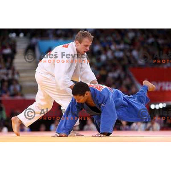 Rok Draksic of Slovenia fights with Ricardo Valderrama in men\'s judo -66 kg tournament at London 2012 Summer Olympic games, Great Britain on July 29, 2012 