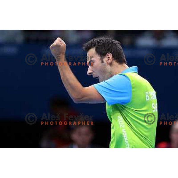 Bojan Tokic of Slovenia in action in second round of table tennis tournament in Excel at London 2012 Summer Olympic games on July 29, 2012 