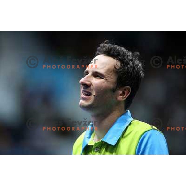 Bojan Tokic of Slovenia in action in second round of table tennis tournament in Excel at London 2012 Summer Olympic games on July 29, 2012 