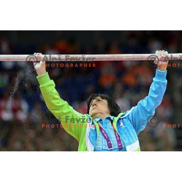 Coach Lyudmyla Korolenko of Slovenia at Artistic Gymnastics Women\'s Qualification in North Greenwich Arena at London 2012 Summer Olympic games, Great Britain on July 29, 2012 