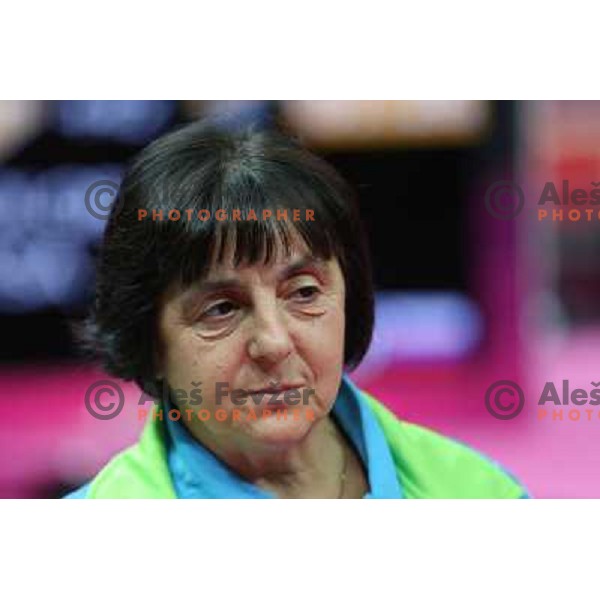 Coach Lyudmyla Korolenko of Slovenia at Artistic Gymnastics Women\'s Qualification in North Greenwich Arena at London 2012 Summer Olympic games, Great Britain on July 29, 2012 
