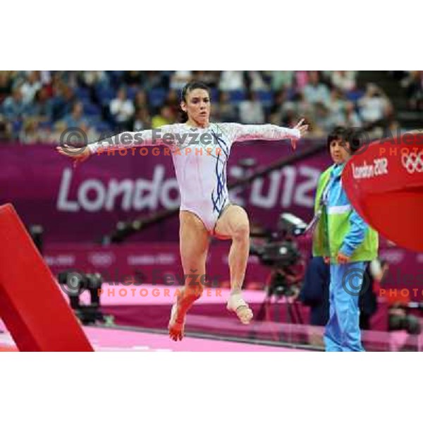 Sasa Golob and Coach Lyudmyla Korolenko of Slovenia at Artistic Gymnastics Women\'s Qualification in North Greenwich Arena at London 2012 Summer Olympic games, Great Britain on July 29, 2012 