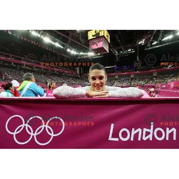 Sasa Golob of Slovenia at Artistic Gymnastics Women\'s Qualification in North Greenwich Arena at London 2012 Summer Olympic games, Great Britain on July 29, 2012 