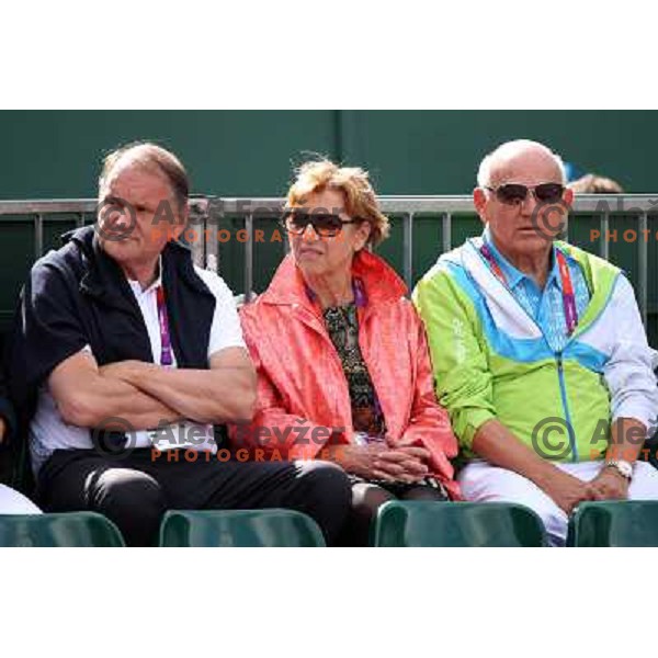 Marko Umberger, Andreja and Janez Kocijancic first round of women\'s doubles tennis tournament in Wimbledon during London 2012 Summer Olympic Games, Great Britain on July 30, 2012 